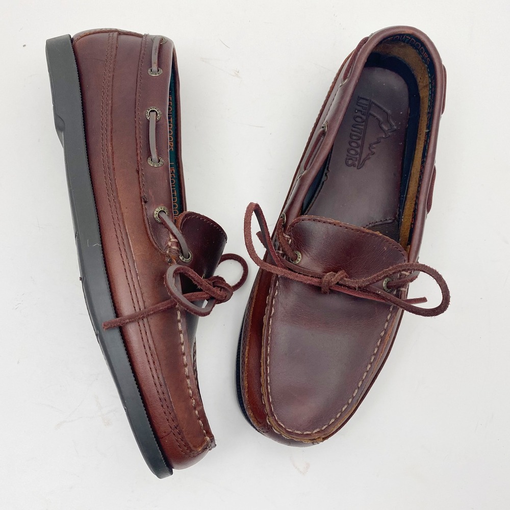 Life Outdoors One Eyelet Leather Boat Shoe Moccasin Mens 11B Brown